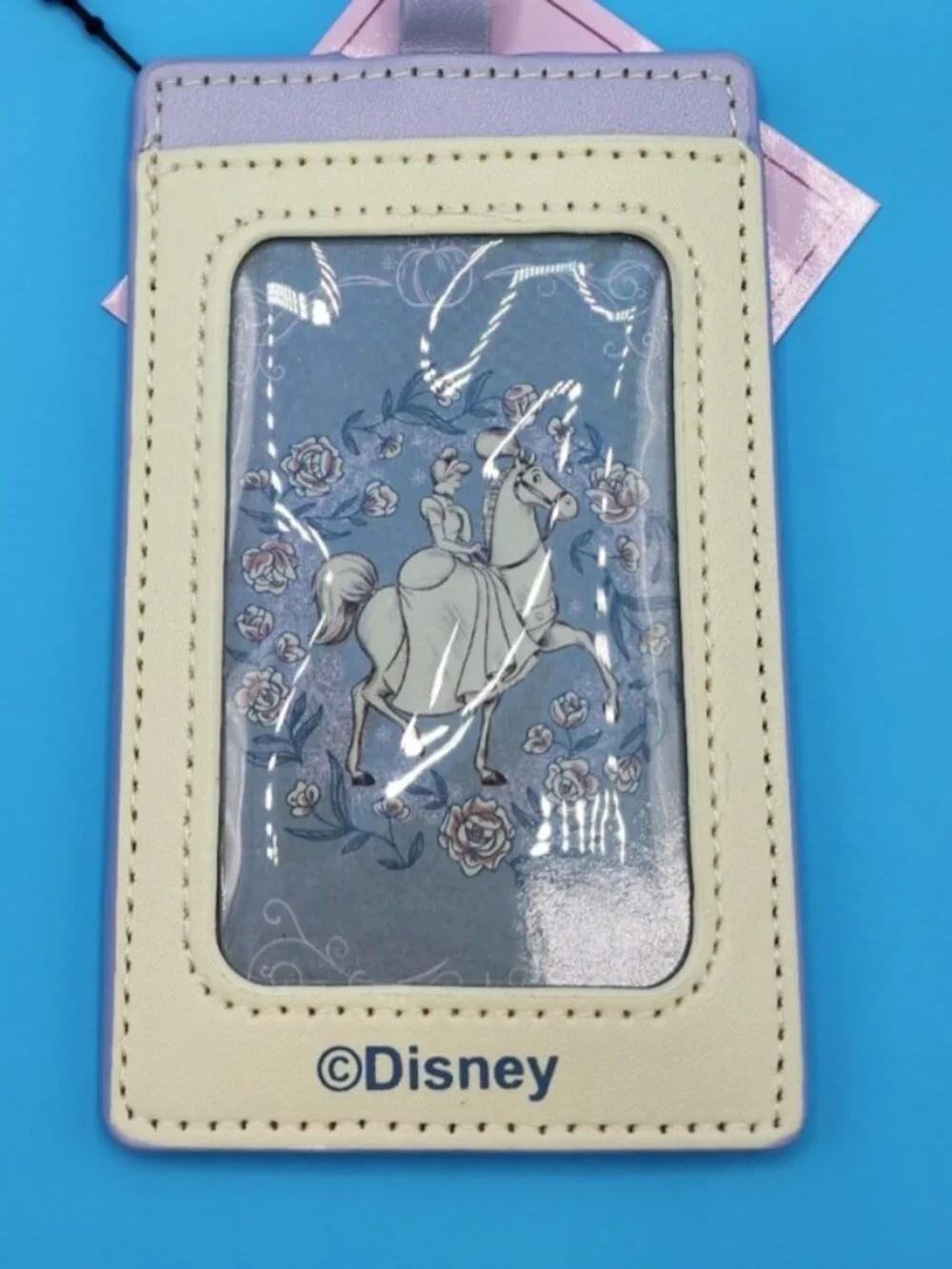 Disney Princess Cinderella with Horse Floral Retractable Lanyard ID Holder NEW